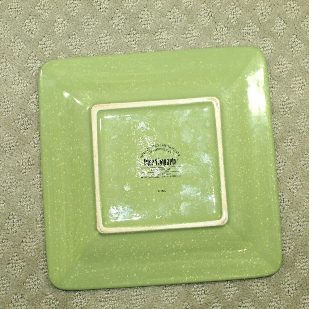 Pier One 1 Imports CARYNTHUM, Set of 3 Square Earthenware Salad Plates 9”